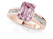 Emerald Cut Channel Engagement Ring Setting for a Fancy Pink Lab-Grown Diamond | Rose Gold