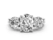 Oval Three Stone Engagement Ring Setting | Open Prong Baskets | Sterling Silver
