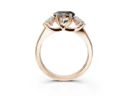 Heart-Shaped Three Stone Engagement Ring Setting for a Black Center | Tapered Band | Rose Gold