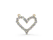 Round Lab-Grown Diamond Open Heart Pendant Necklace | Fixed Between Chains | Yellow Gold