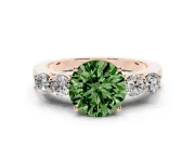 Round Close Set Five Stone Engagement Ring Setting for a Fancy Green Lab-Grown Diamond | Rose Gold