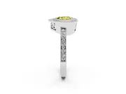 Fancy Yellow Heart Cut Diamond Halo Ring Set in Silver with Pavé Band and Milgrain-Edged Prongs