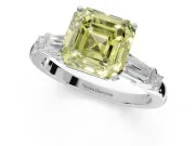 Asscher Cut Tapered Baguette Engagement Ring Setting for a Fancy Yellow Lab-Grown Diamond | Platinum