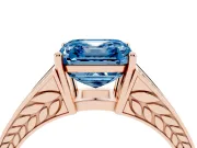 Asscher Cut Split Shank Pavé Engagement Ring Setting for a Fancy Blue Lab-Grown Diamond | Rose Gold