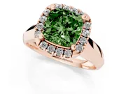 Cushion Cut Halo Engagement Ring Setting for a Fancy Green Lab-Grown Diamond | Square Profile Band | Rose Gold
