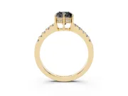 Cushion Cut Hidden Halo Engagement Ring Setting for a Black Center | Yellow Gold