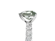 Heart-Shaped Shared Prong Engagement Ring Setting for a Fancy Green Lab-Grown Diamond | White Gold