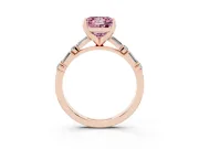 Fancy Pink Princess Cut Diamond Solitaire Set in Rose gold with Side Baguettes and Channel Set Band