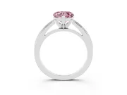 Fancy Pink Heart Cut Diamond Solitaire Ring Set in Silver with Prong Setting and Classic Band