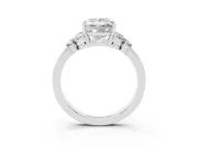 Princess Cut Diamond Solitaire Floral Ring Set in White gold with Marquise Petals and Prong Setting