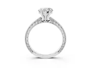 Heart-Shaped Engraved Solitaire Engagement Ring Setting | Milgrain Edges | Platinum