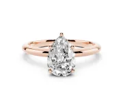 Pear-Shaped Micro-Prong Hidden Halo Engagement Ring Setting | Plain Band | Rose Gold