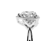 Heart-Shaped Milgrain Frame Engagement Ring Setting | Accent Clusters | Sterling Silver