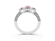 Pear-Shaped Three Stone Engagement Ring Setting for a Fancy Pink Lab-Grown Diamond | Graduated Pave Band | White Gold