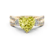 Fancy Yellow Three-Stone Heart Cut Diamond Twist Band Ring Set in Yellow gold with Pavé Accents and Prong Setting