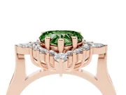 Fancy Green Heart Cut Diamond Cluster Halo Ring Set in Rose gold with Marquise and Round Accents