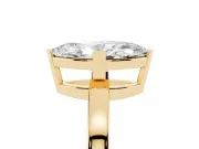 Marquise Cut Diamond Solitaire Ring Set in Yellow gold with Prong Head and Smooth Polished Band
