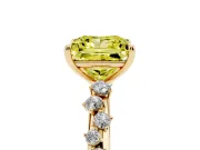 Fancy Yellow Princess Cut Diamond Cluster Solitaire Ring Set in Yellow gold with Prong Setting
