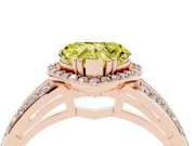 Heart-Shaped Halo Engagement Ring Setting for a Fancy Yellow Lab-Grown Diamond | Two-Row Pave Split Shank | Rose Gold