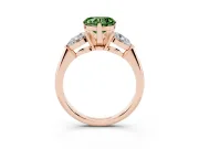 Heart-Shaped 3-Stone Engagement Ring Setting for a Fancy Green Lab-Grown Diamond | Rose Gold