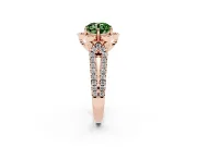 Round Petal Frame Floral Halo Engagement Ring Setting for a Fancy Green Lab-Grown Diamond | Pavé Split Shank | Rose Gold