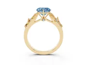 Heart-Shaped Leaf Solitaire Engagement Ring Setting for a Fancy Blue Lab-Grown Diamond | Yellow Gold