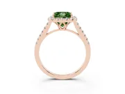 Princess Cut Raised Halo Engagement Ring Setting for a Fancy Green Lab-Grown Diamond | Rose Gold
