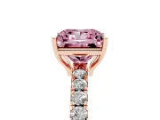 Princess Cut Pave Engagement Ring Setting for a Fancy Pink Lab-Grown Diamond | Shared Prong Band | Rose Gold