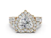 Heart-Shaped Halo Side Cluster Engagement Ring Setting | Graduated Channel Band | Yellow Gold