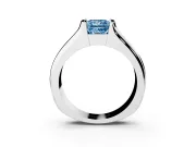 Princess Cut Half Bezel Engagement Ring Setting for a Fancy Blue Lab-Grown Diamond | Wide Band | Sterling Silver