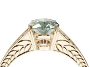 Oval Split Shank Pavé Engagement Ring Setting for a Fancy Green Lab-Grown Diamond | Yellow Gold