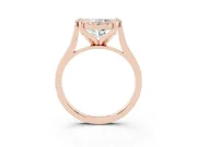 Heart-Shaped Claw Corner Halo Engagement Ring Setting | Slim Plain Band | Rose Gold