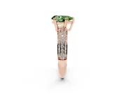 Pear-Shaped Three Row Pave Engagement Ring Setting for a Fancy Green Lab-Grown Diamond | Rose Gold