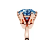Fancy Blue Round Cut Diamond Solitaire Engagement Ring Set in Rose gold with Slim Tapered Solitaire Band