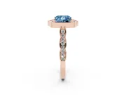 Princess Cut Vintage Scalloped Halo Engagement Ring Setting for a Fancy Blue Lab-Grown Diamond | Pave Band | Rose Gold