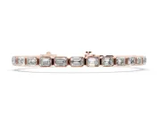 Emerald Cut Lab-Grown Diamond East-West Bezel Tennis Bracelet | Spaced Links | Rose Gold