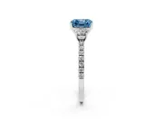 Asscher Cut Three Stone Engagement Ring Setting for a Fancy Blue Lab-Grown Diamond | Pave Shoulders | Sterling Silver