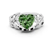 Heart-Shaped Leaf Bypass Engagement Ring Setting for a Fancy Green Lab-Grown Diamond | Platinum