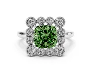 Cushion Cut Halo Engagement Ring Setting for a Fancy Green Lab-Grown Diamond | Sterling Silver - Design NV-24775