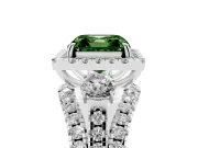 Asscher Cut Halo Engagement Ring Setting for a Fancy Green Lab-Grown Diamond | Sterling Silver - Design NV-24766