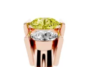 Round Channel-Set Three Stone Engagement Ring Setting for a Fancy Yellow Lab-Grown Diamond | Wide Flat Band | Rose Gold