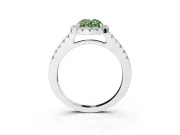 Oval Halo Engagement Ring Setting for a Fancy Green Lab-Grown Diamond | Single Row Pavé Band | Sterling Silver
