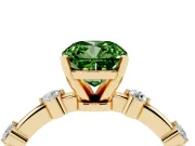 Cushion Cut Bar Set Engagement Ring Setting for a Fancy Green Lab-Grown Diamond | Yellow Gold