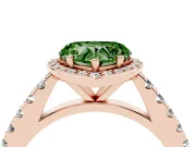 Fancy Green Heart Cut Diamond Halo Engagement Ring Set in Rose gold with Pavé Band and Prong Setting