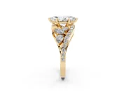 Marquise Cut Diamond Halo Ring Set in Yellow gold with Marquise and Pavé Band in Prong Setting