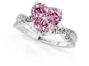 Heart-Shaped Twisted Pave Engagement Ring Setting for a Fancy Pink Lab-Grown Diamond | Split Shank | Sterling Silver