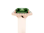 Asscher Cut Knife-Edge Halo Engagement Ring Setting for a Fancy Green Lab-Grown Diamond | Rose Gold