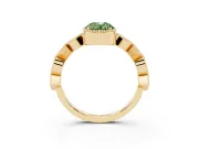 Fancy Green Oval Cut Diamond Milgrain Marquise Twist Band Ring Set in Yellow gold with Prong Setting