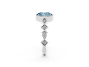 Fancy Blue Oval Cut Diamond Milgrain Marquise Twist Band Ring Set in Platinum with Prong Setting