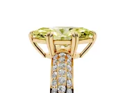 Marquise Three Row Pave Engagement Ring Setting for a Fancy Yellow Lab-Grown Diamond | Yellow Gold
